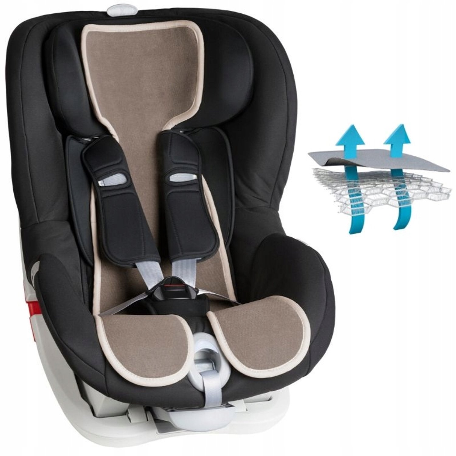 AirCuddle Anti-Transpiratie Inlegger Autostoel 9-18 kg - Licht Beige