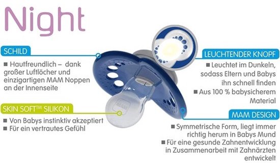 MAM Day & Night siliconen fopspeen 16 + // set van 4 // incl. 2 steriliseerde trasportboxen — afbeelding 3