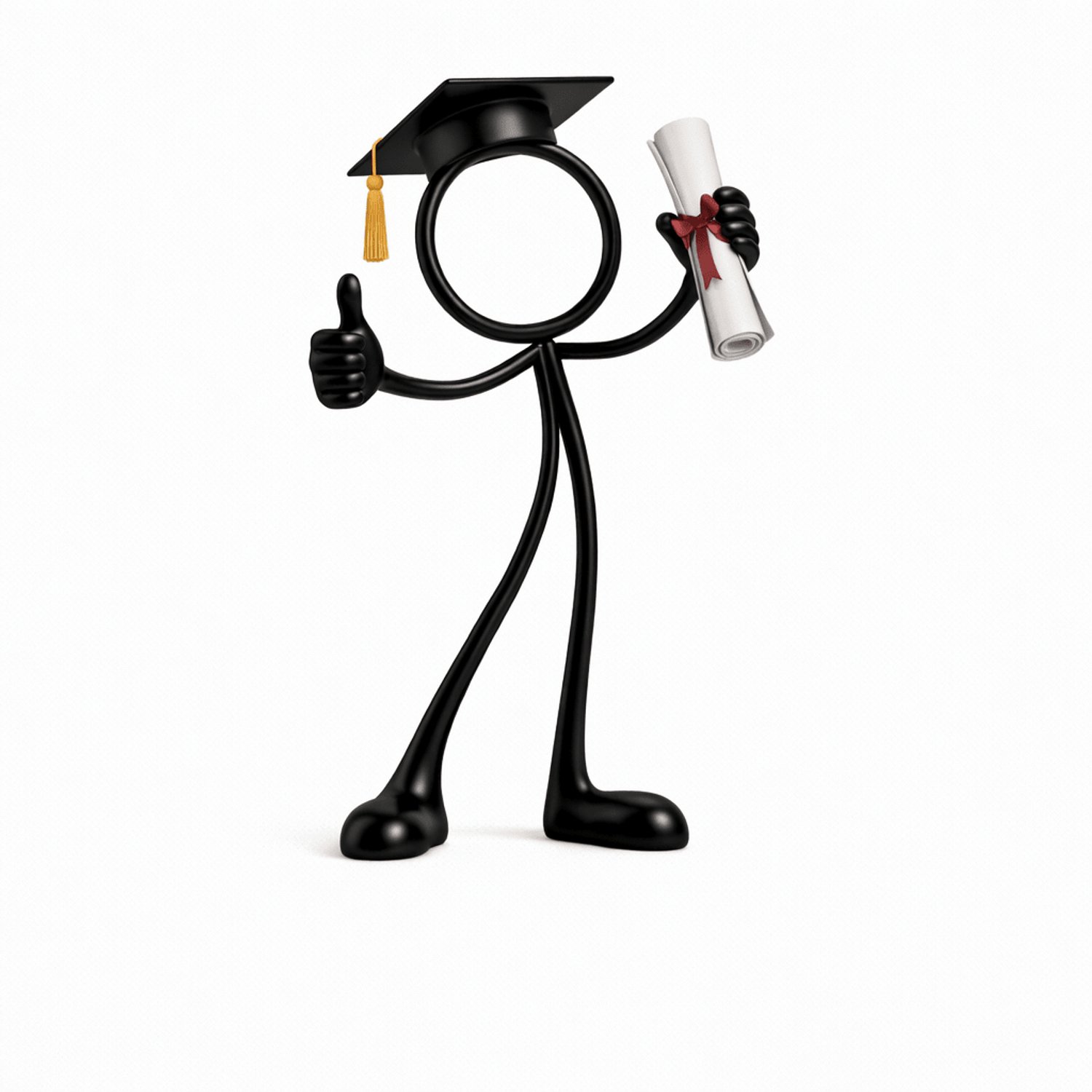 Stickyman Geslaagd met diploma - zwart - 20 cm hoog - zonder voetstuk