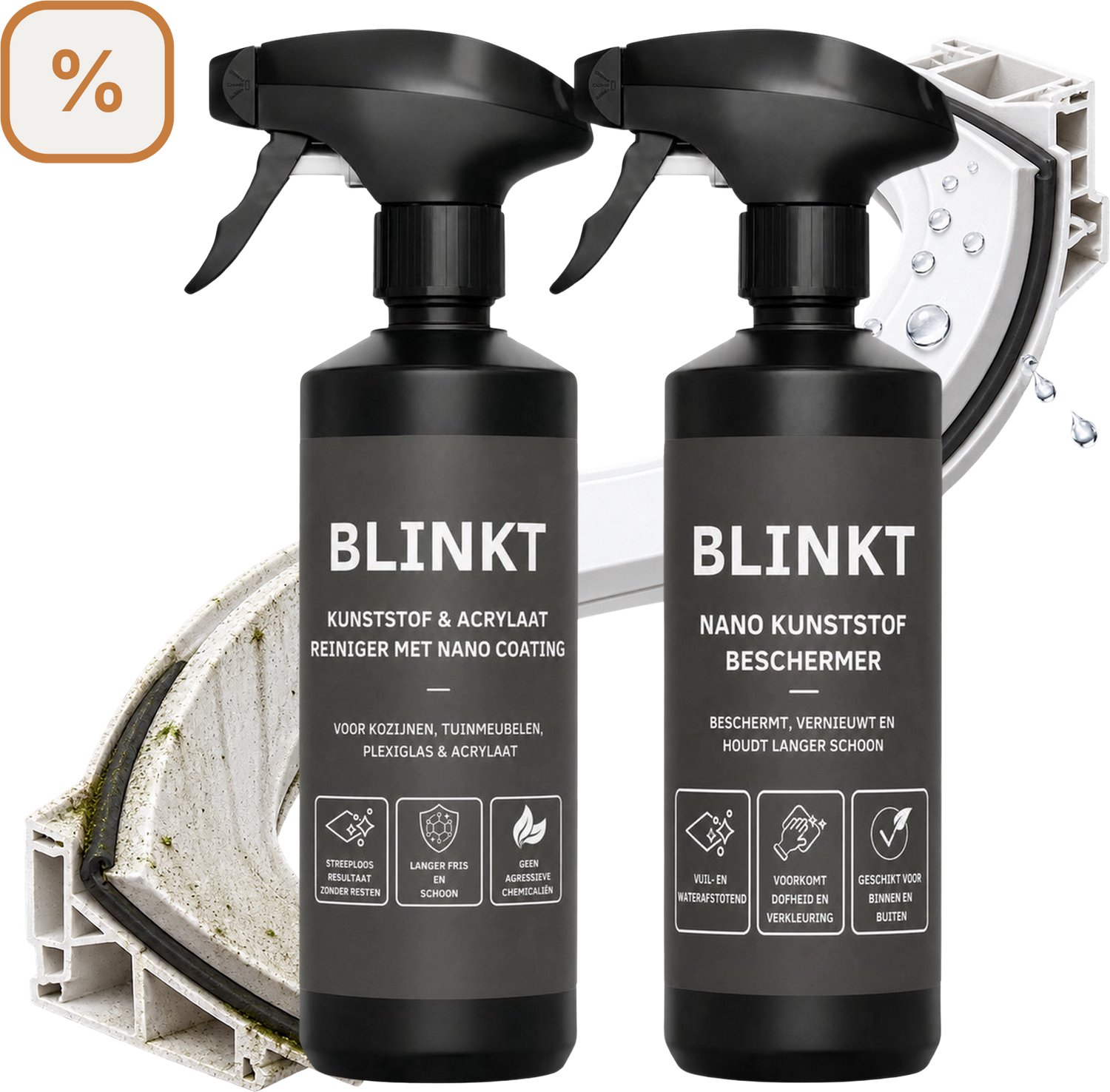 Kunststof Kozijnen Onderhoud Set met Nano Coating - Reinigt & Beschermt Maandenlang - Trespa & Veranda - 2x 500 ml