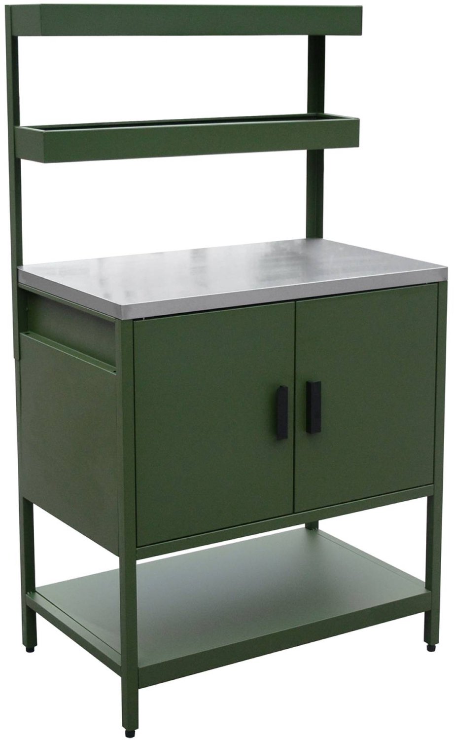 sweeek - Buitenkeukenmodule met 2 deuren en 2 hangende planken staal 80x51x142cm - naxos