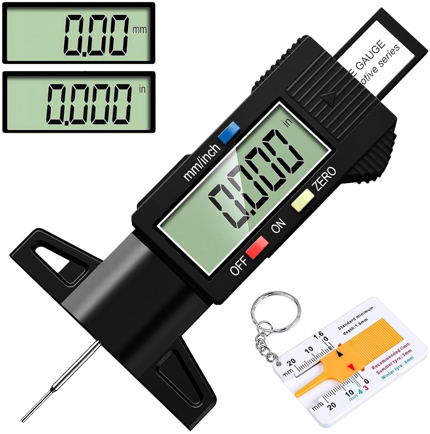 Digitale Profieldieptemeter - 3 - 0-25 mm - Kunststof - Voor Autobanden, Bestelwagens en Vrachtwagens