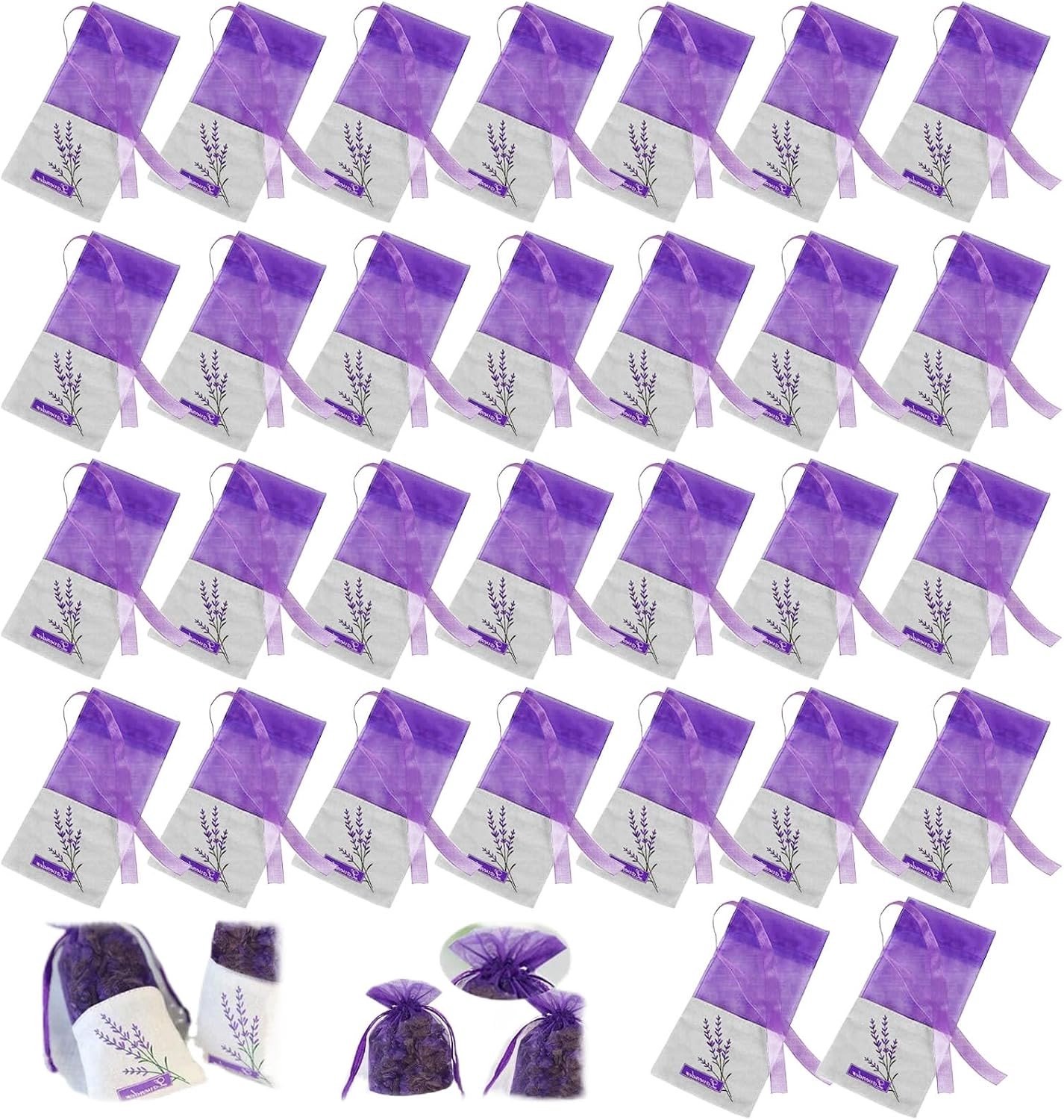Vulbare Lavendelzakjes - Paars - Kleine Zakjes met Bloemenpatroon - Geschikt voor het Bewaren van Lavendel en Kruidenspecerijen