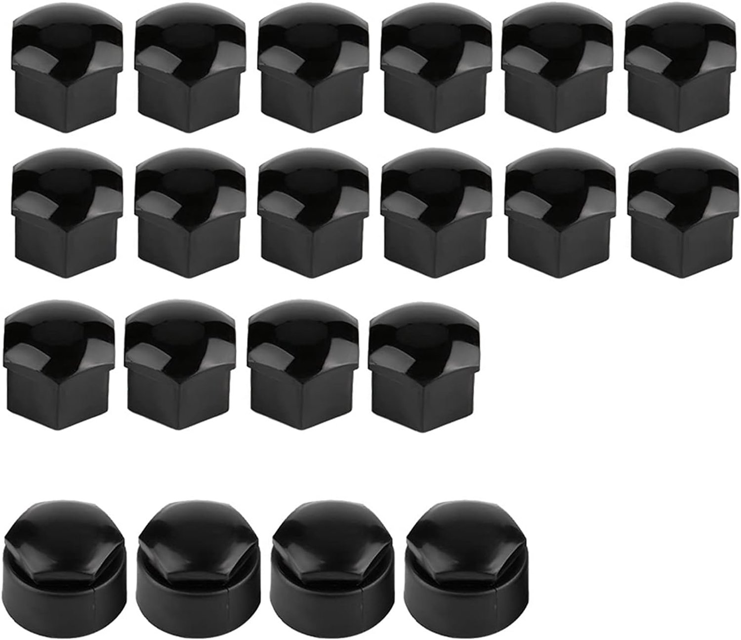 SnelShoppen - 20pcs 17mm Wielmoerkap Auto Wiel Bescherming Anti-diefstal Deksel Cap Zwart - Inclusief 16 Hub Caps en 4 Anti-diefstal Caps
