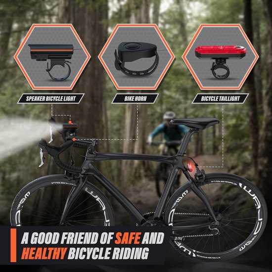 Fietslamp - nachtrijden super helder - oplaadbare auto lamp - voorlichter met achterlicht - oranje - 10 * 4,5 * 4cm — afbeelding 5