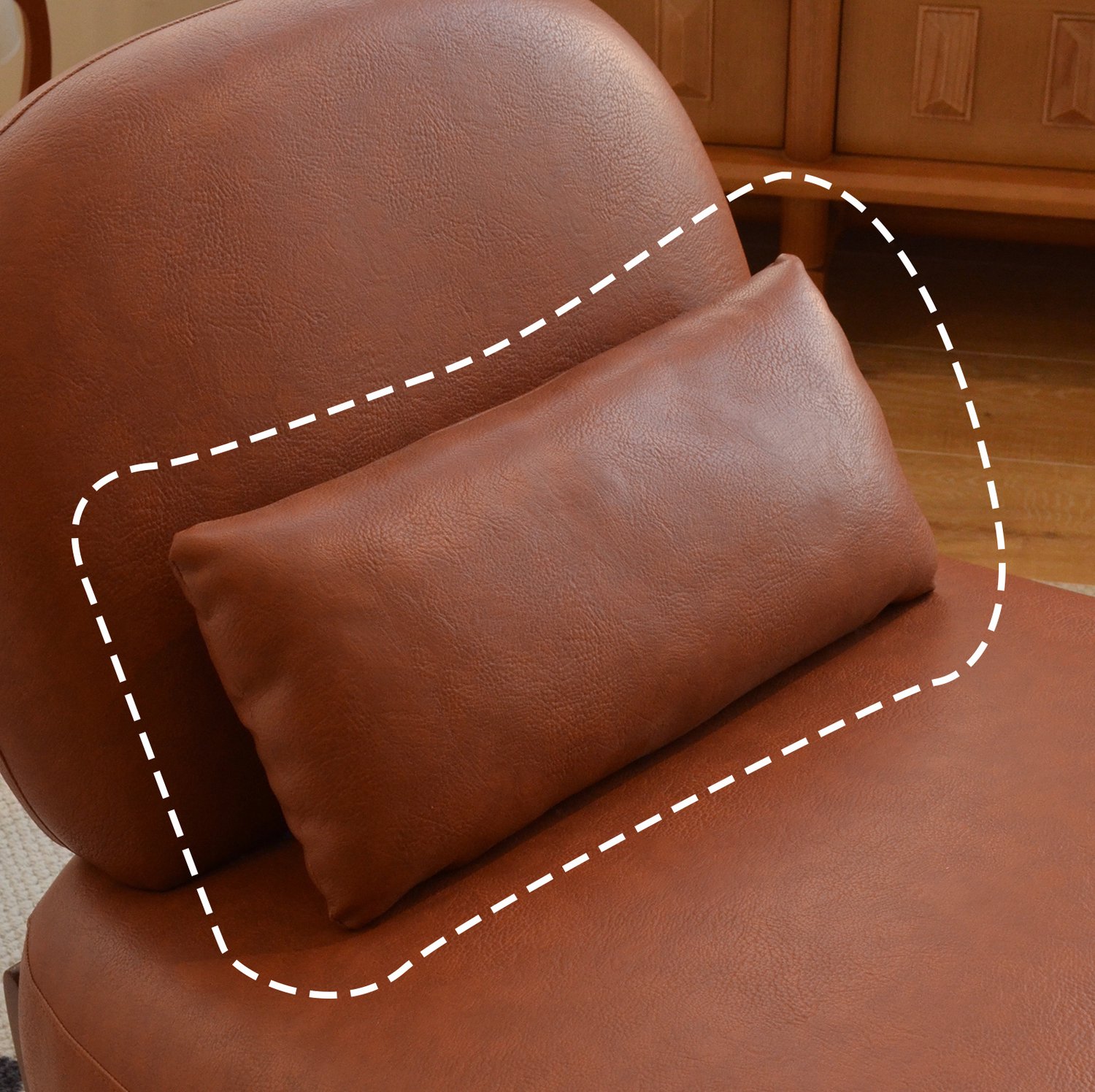 DESMIU Fauteuil 86,9 x 72,1 x 69,9 cm - Zonder Armleuningen met Zachte Zitting - Voor Woonkamer en Slaapkamer - Hout - Bruin