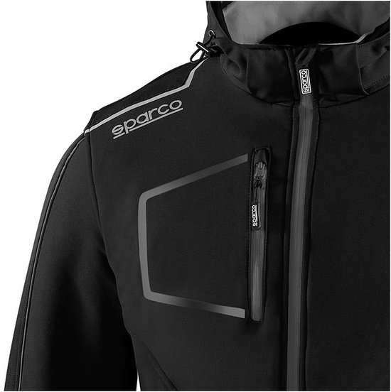 Sparco Tech Softshell - Waterdichte, reflecterende en versterkte jas met polar fleece voering - Maat XL - Zwart/Grijs van Sparco — afbeelding 2