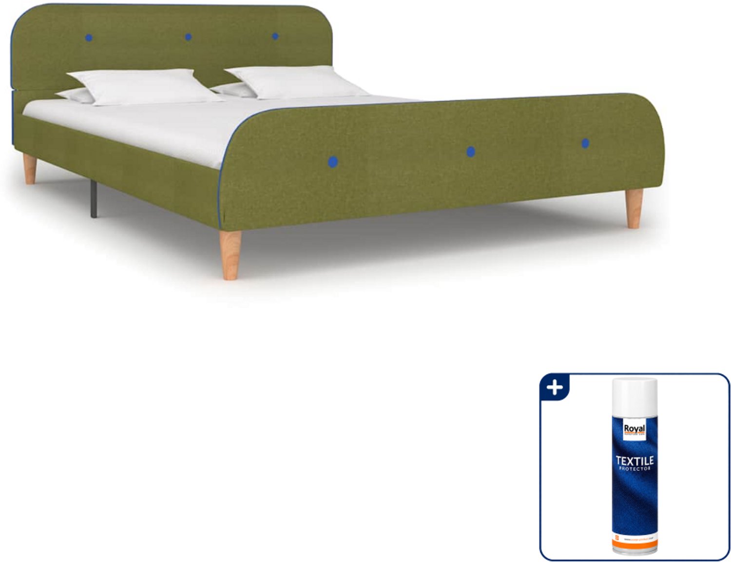 vidaXL Small double bedframe 140 x 200 cm - groen - Inclusief textielbeschermer 500 ml
