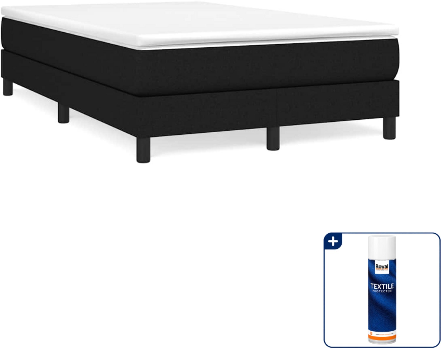 vidaXL boxspring bed - 120 x 200 cm - stof - zwart - Inclusief textielbeschermer 500 ml Blauw