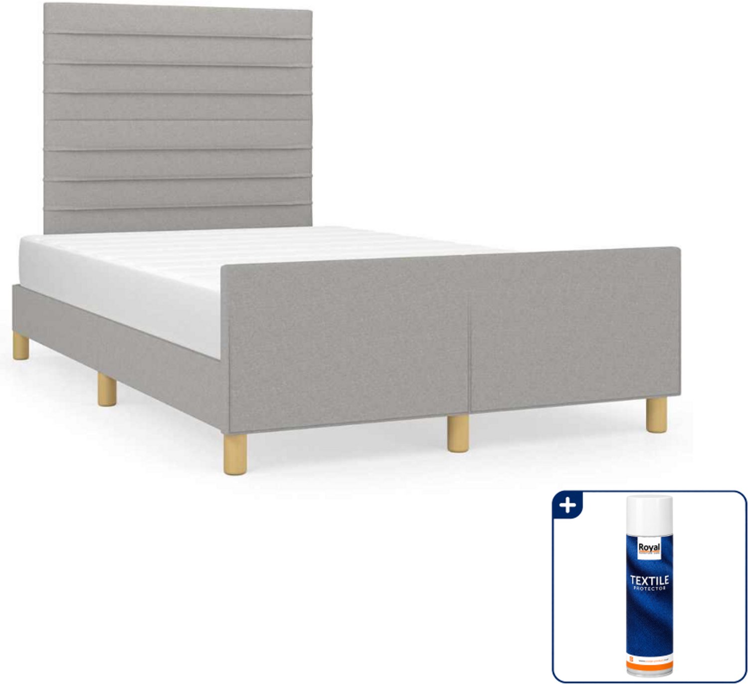 vidaXL bedframe - 120 x 200 cm - stof - lichtgrijs - Inclusief textielbeschermer 500 ml