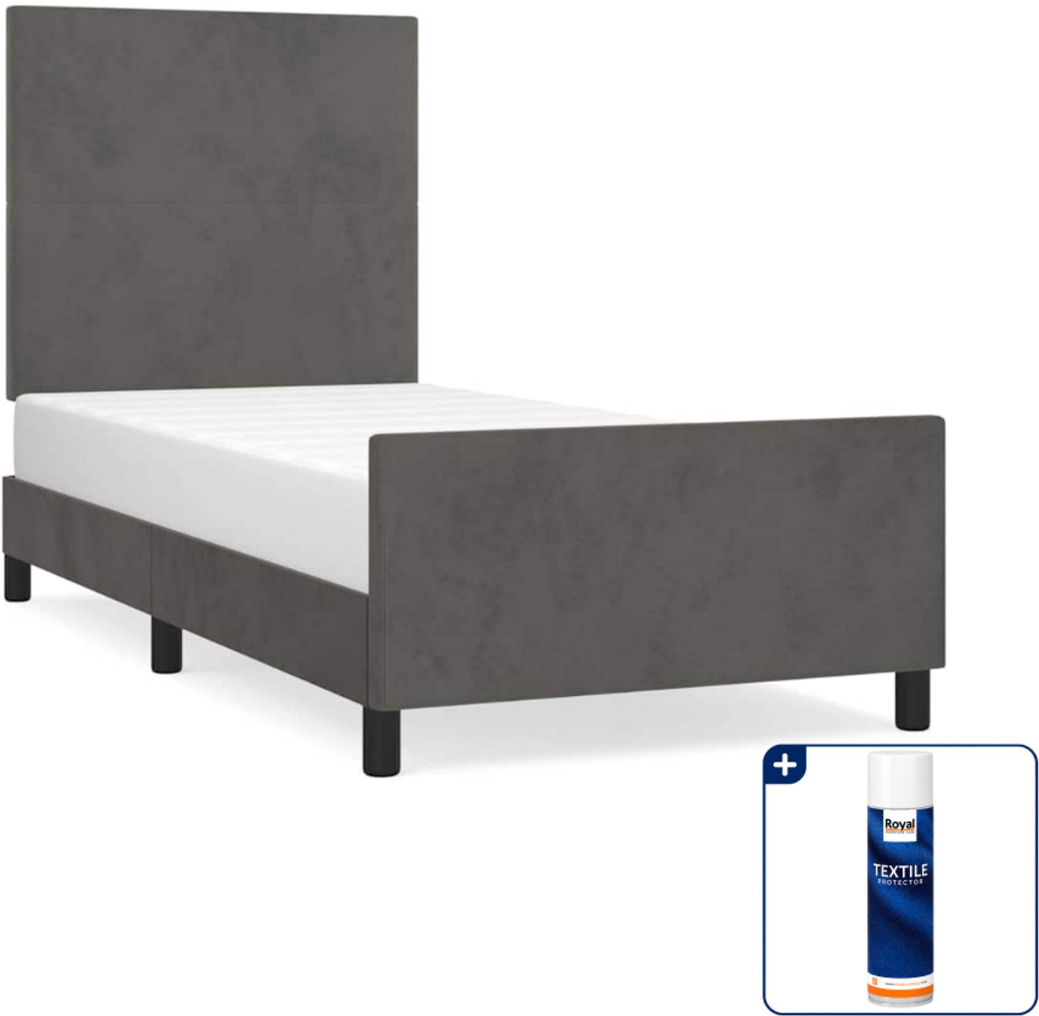 vidaXL bedframe - 80 x 200 cm - fluweel - donkergrijs - Inclusief textielbeschermer 500 ml