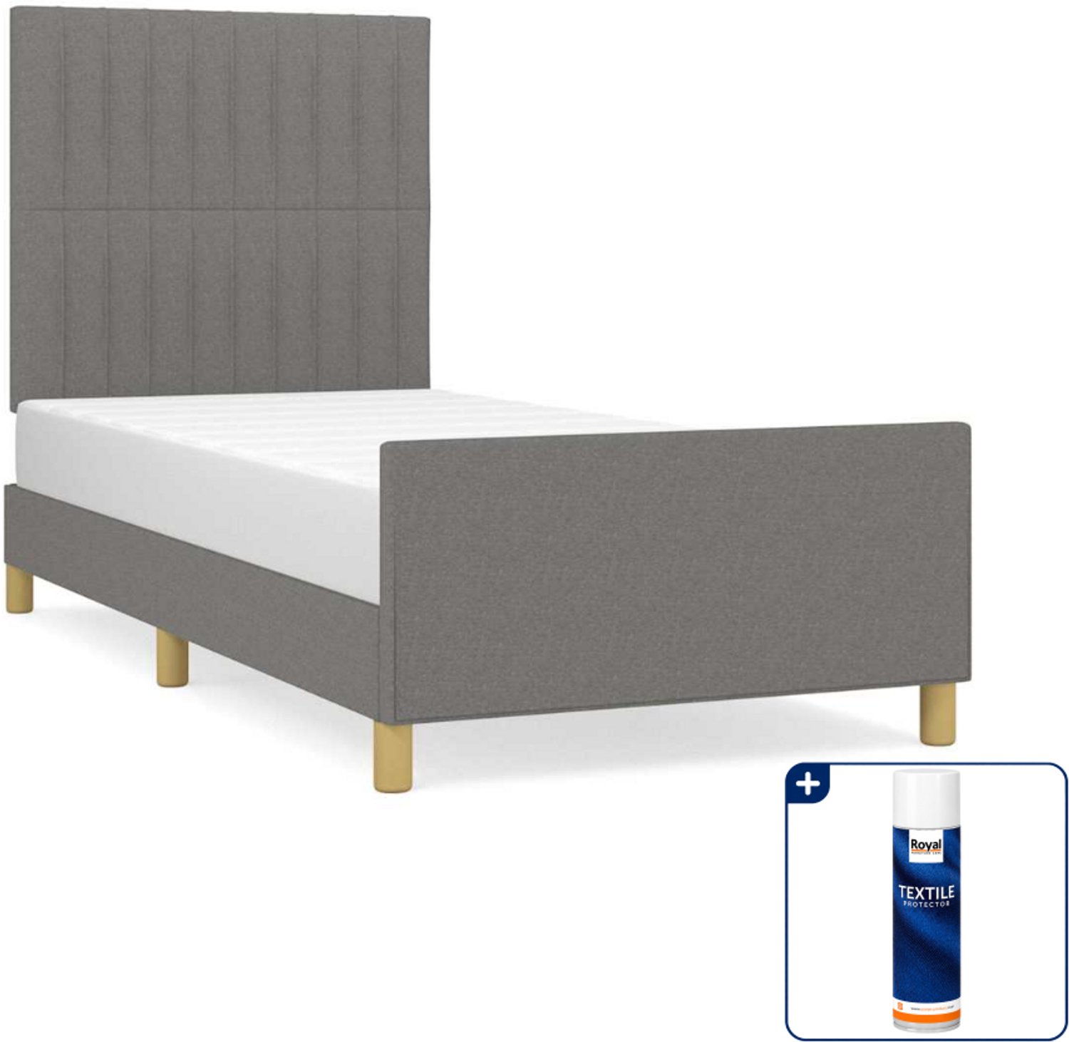 vidaXL bedframe - 100 x 200 cm - stof - donkergrijs - Inclusief textielbeschermer 500 ml