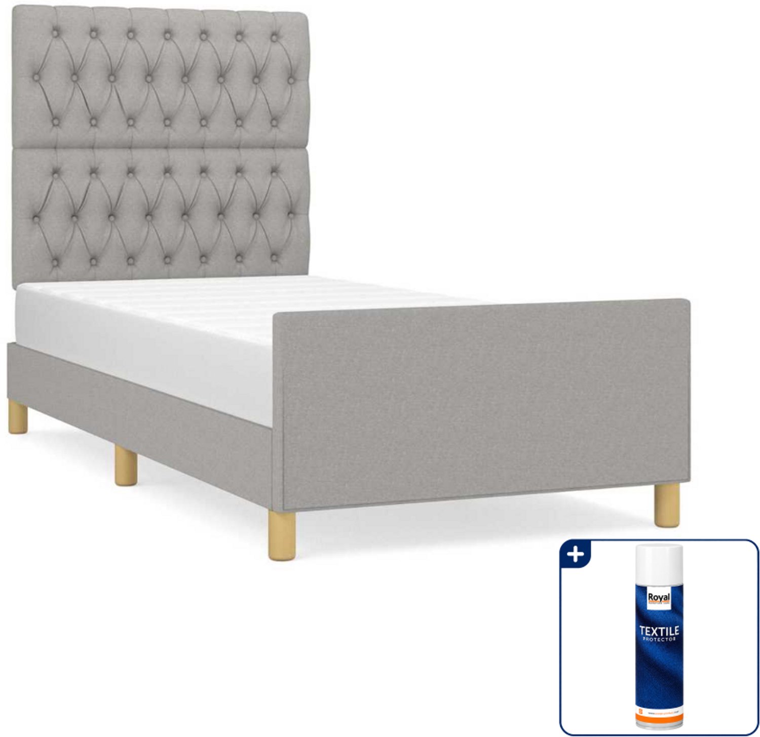 vidaXL bedframe - 100 x 200 cm - stof - lichtgrijs - Inclusief textielbeschermer 500 ml