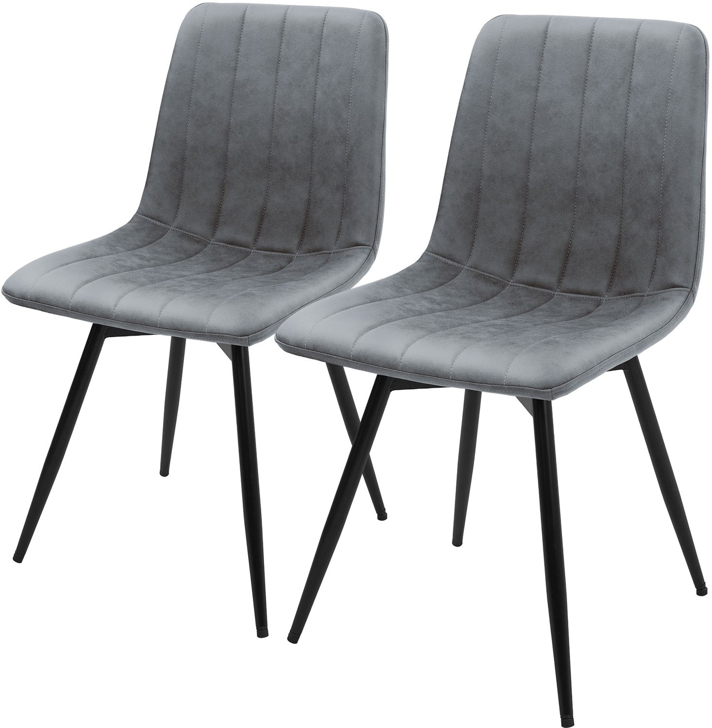 ml-design Eetkamerstoelen 360° draaibaar, set van 2 stoelen in kunstleer, draaistoel gestoffeerd met rugleuning, stevige verstelbare metalen poten voor de keuken en woonkamer tot 120 kg, moderne keukenstoelen met een comfortabele vulling, antraciet
