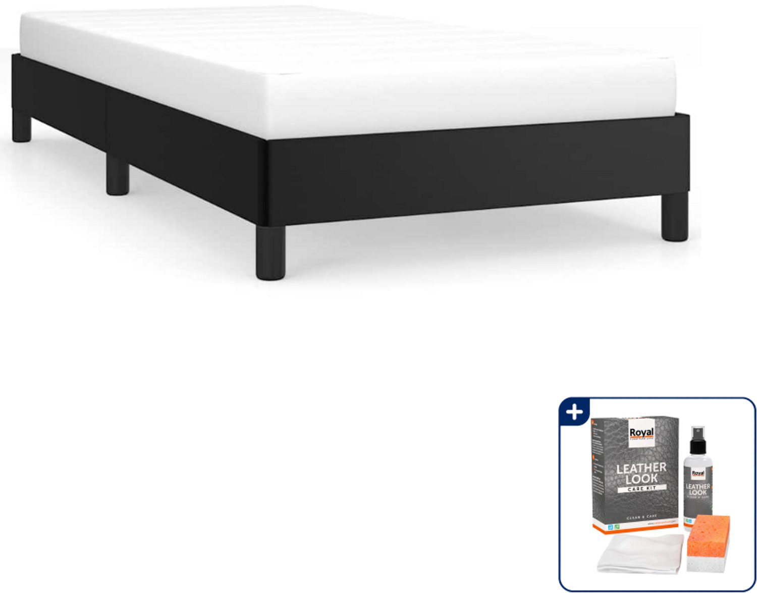 vidaXL bedframe - 90 x 190 cm - kunstleer - zwart - Inclusief onderhoudsset voor kunstleer 150 ml