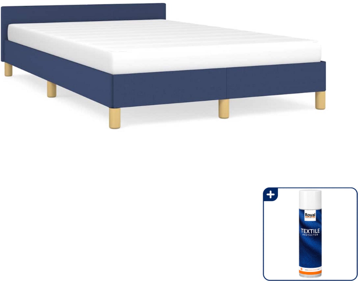 vidaXL bedframe - 120 x 200 cm - stof - blauw - Inclusief textielbeschermer 500 ml