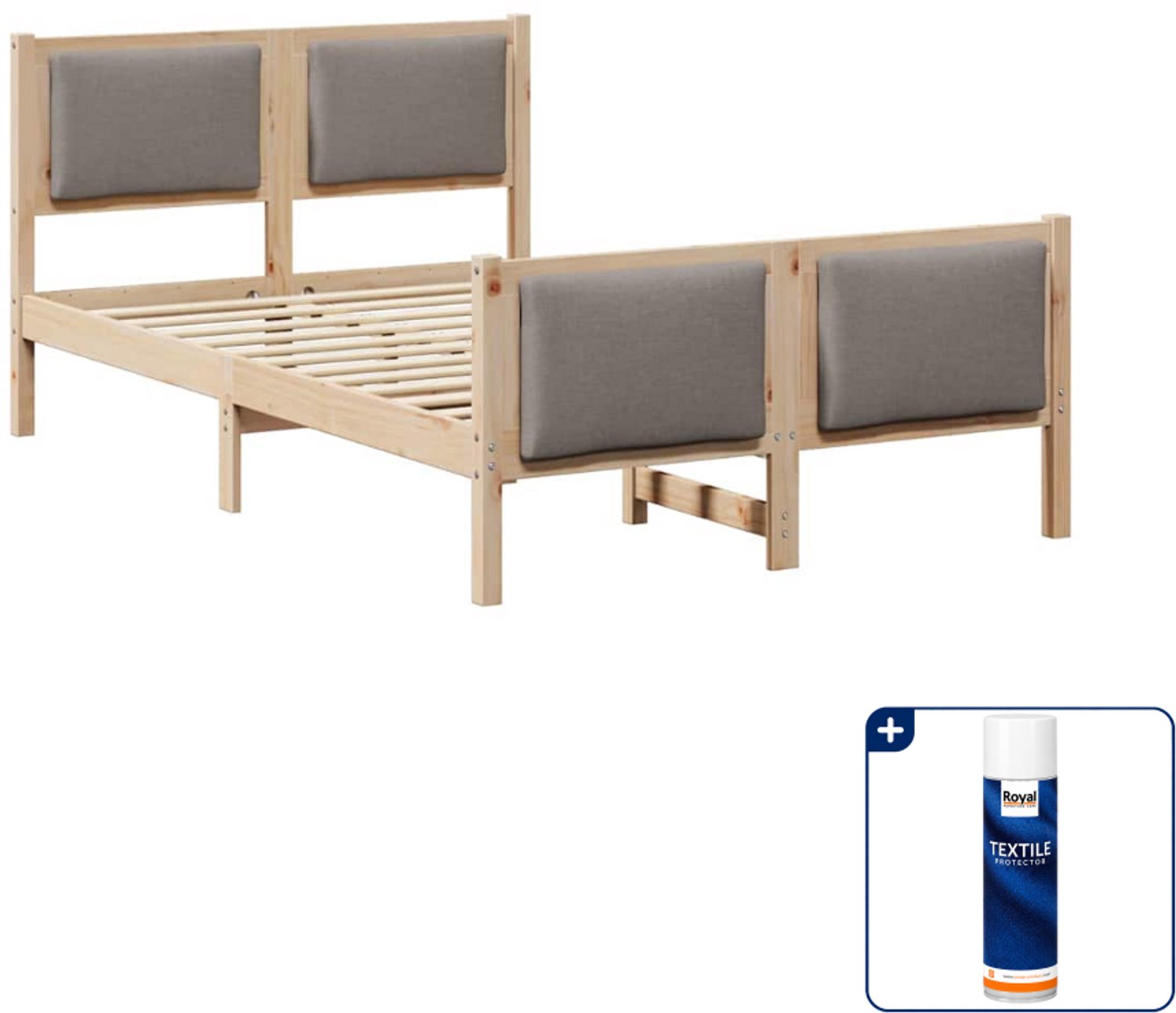 vidaXL Bedframe - 120 x 200 cm - taupe - Inclusief textielbeschermer 500 ml Bruin