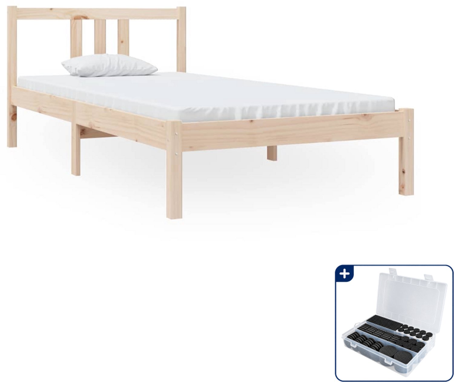 vidaXL bedframe - 90 x 190 cm - massief grenenhout - Inclusief antikrasvilt 177-delig Bruin