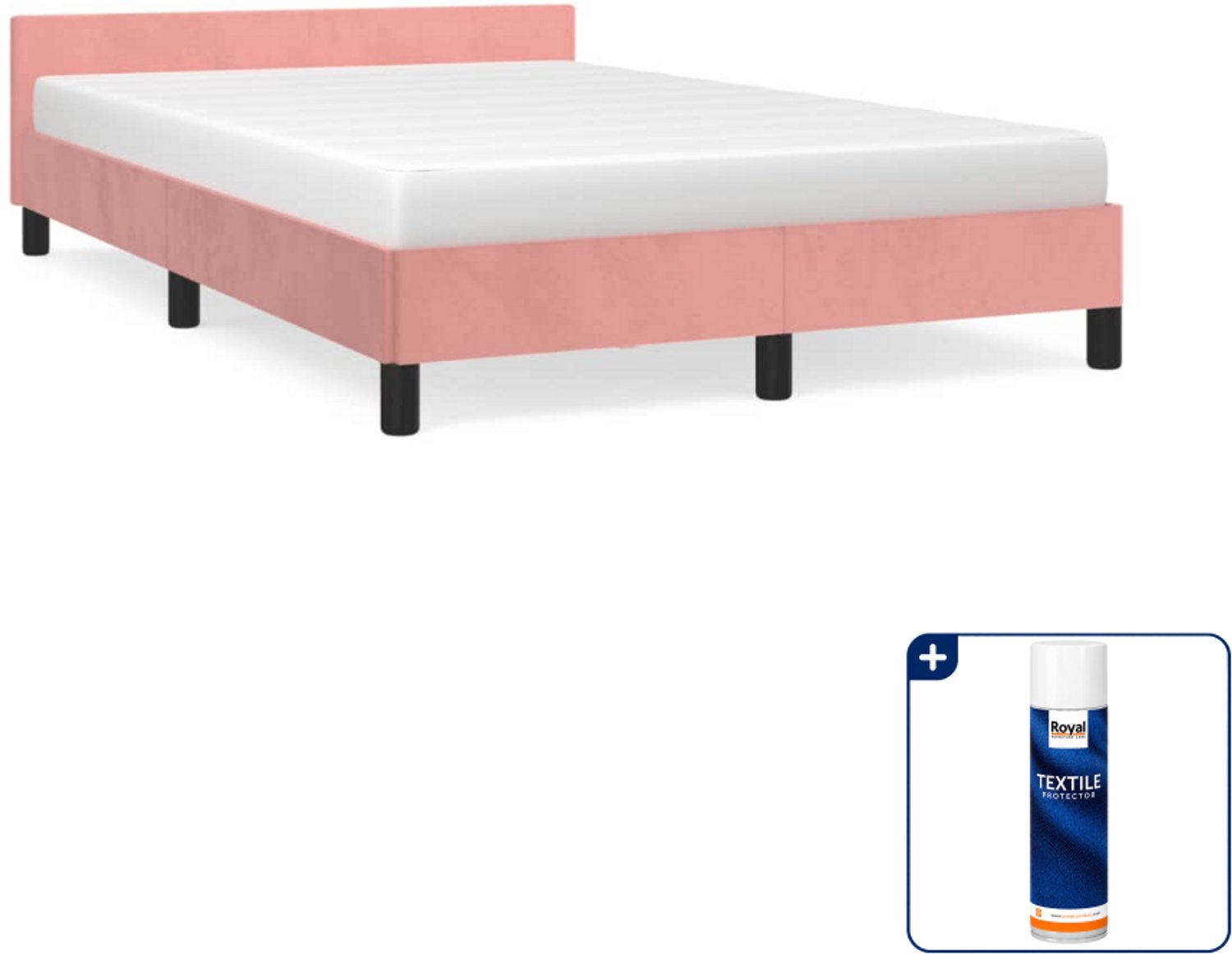 vidaXL bedframe 120 x 190 cm - fluweel - roze - Inclusief textielbeschermer 500 ml