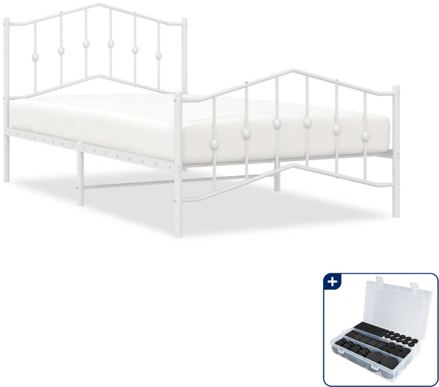 vidaXL bedframe - 100 x 200 cm - metaal - wit - Inclusief antikrasvilt 177-delig