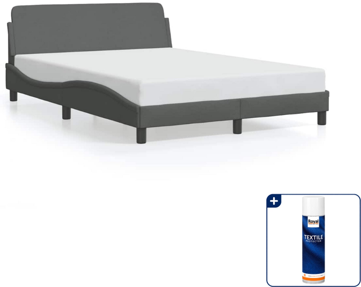 vidaXL Dover bedframe - Small double - 140 x 200 cm - donkergrijs - Inclusief textielbeschermer 500 ml