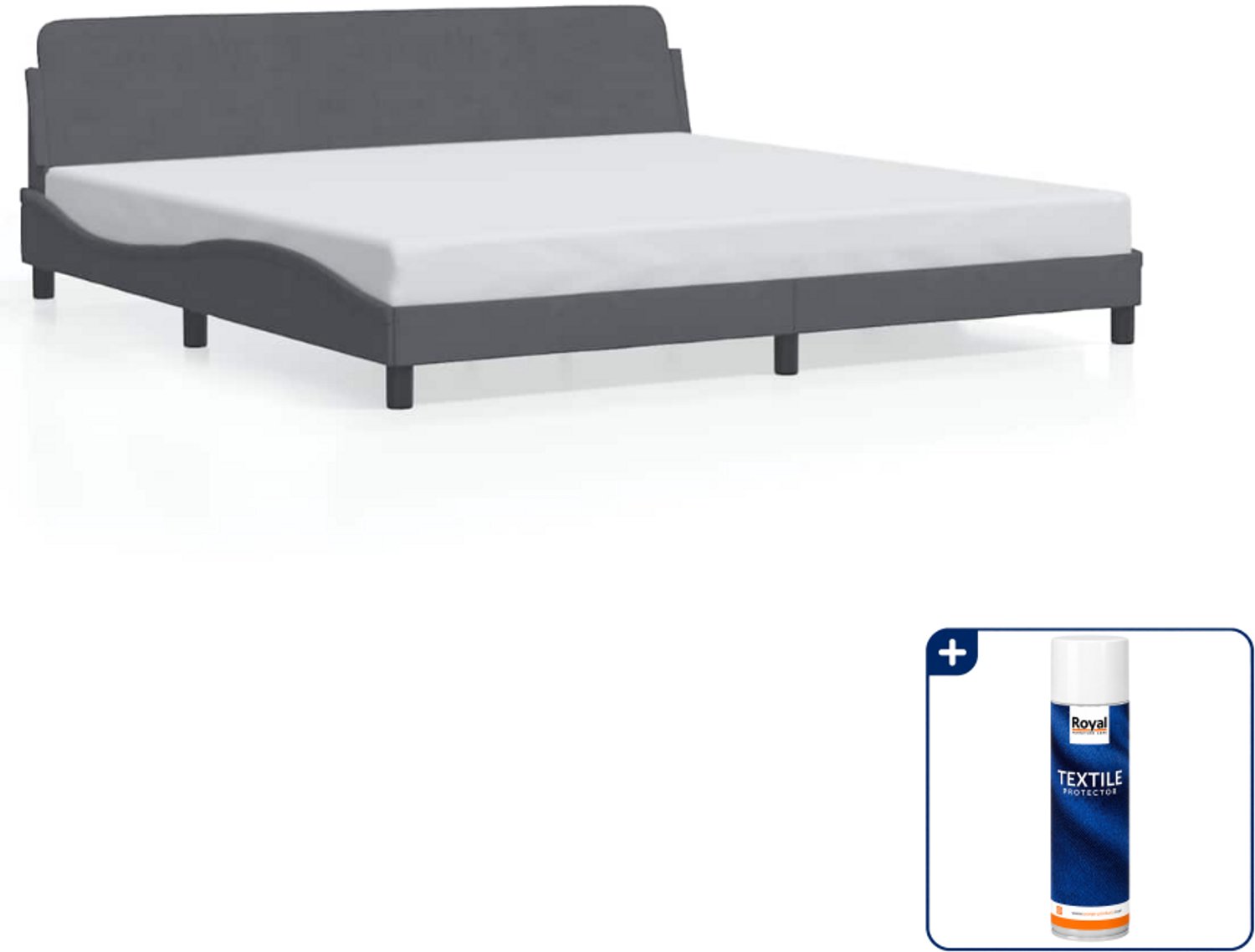 vidaXL bedframe Dover 200 x 200 cm - fluweel - donkergrijs - Inclusief textielbeschermer 500 ml