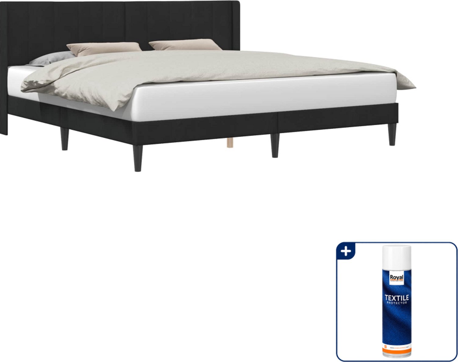 vidaXL bedframe - Kingsize - 180 x 200 cm - fluweel - zwart - Inclusief textielbeschermer 500 ml