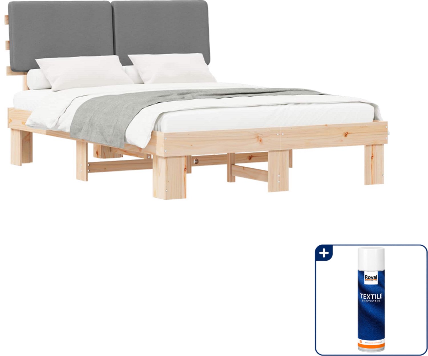 vidaXL bedframe - Queensize - 160 x 200 cm - lichtgrijs - Inclusief textielbeschermer 500 ml