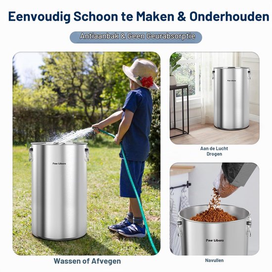 Voeropslagcontainer - RVS - Luchtdicht - 35 lbs
