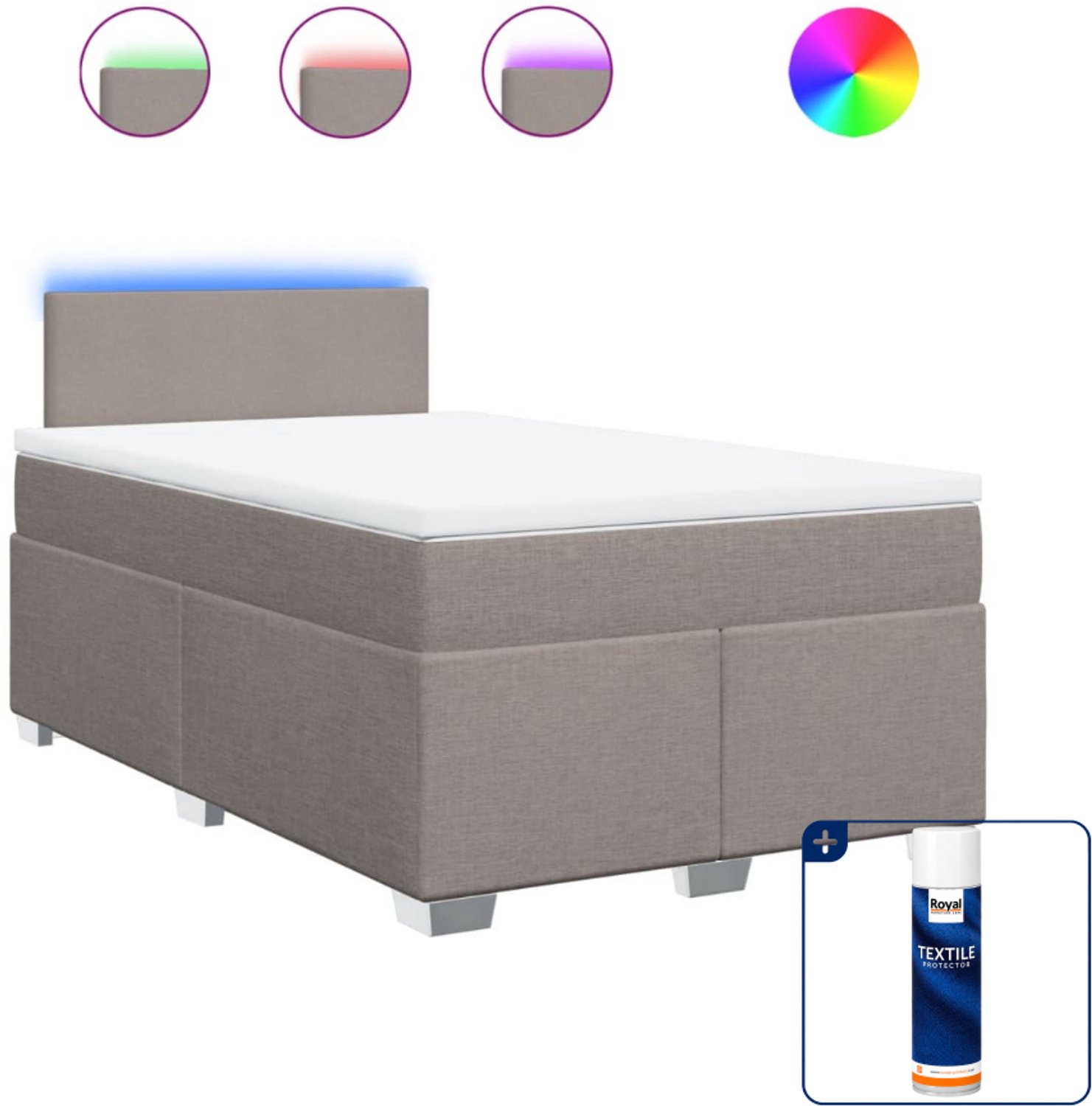 vidaXL boxspring met matras - 120 x 190 cm - stof - taupe - Inclusief textielbeschermer 500 ml