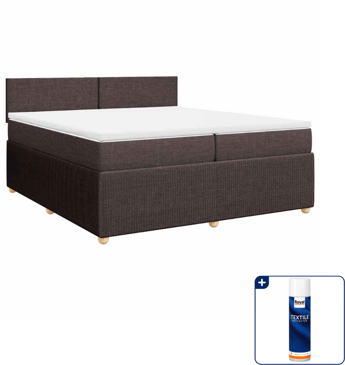 vidaXL Boxspring - Super kingsize - 200 x 200 cm - donkerbruin - Inclusief textielbeschermer 500 ml