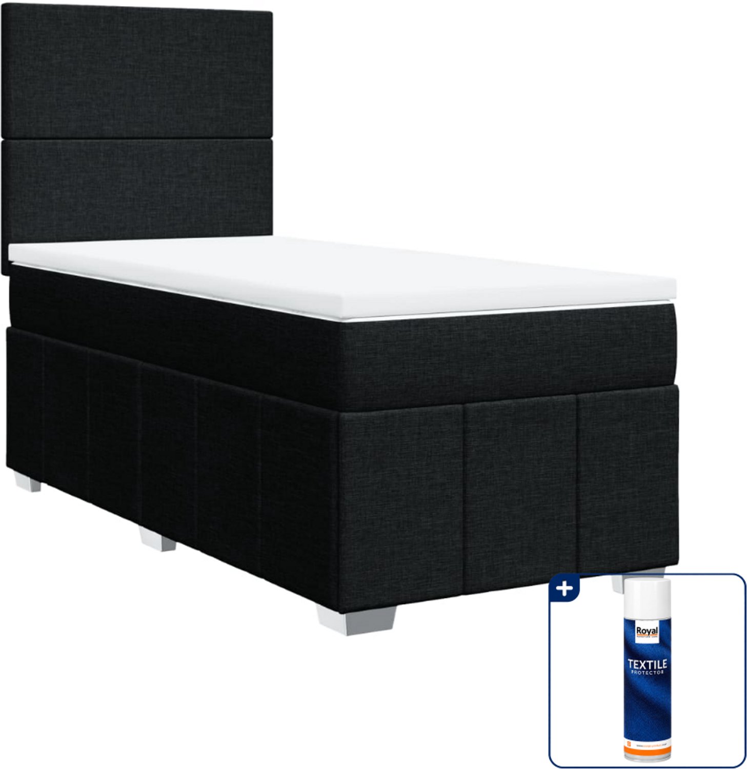 vidaXL boxspring met matras 80 x 200 cm - stof - zwart - Inclusief textielbeschermer 500 ml