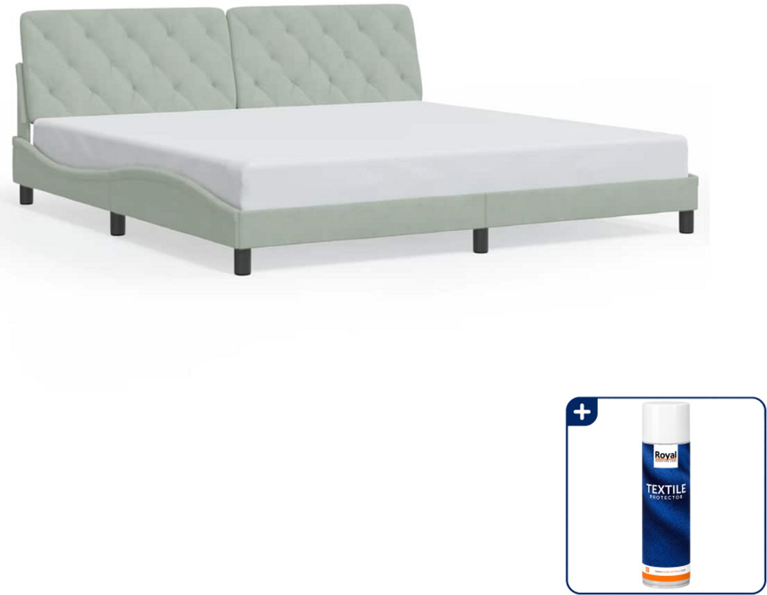 vidaXL Bedframe - 200 x 200 cm - fluweel - lichtgrijs - Inclusief textielbeschermer 500 ml