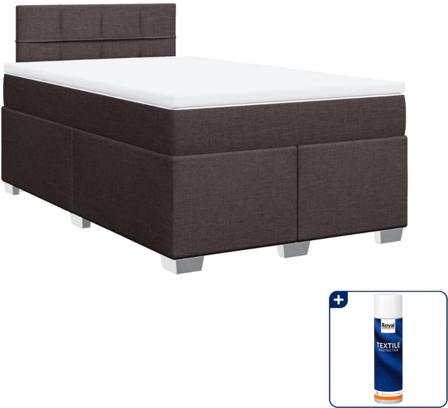 vidaXL boxspring met matras - 120 x 190 cm - donkerbruin - Inclusief textielbeschermer 500 ml