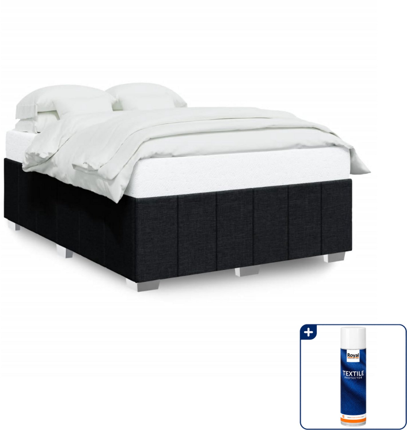 vidaXL bedframe Queensize - 160 x 200 cm - stof - zwart - Inclusief textielbeschermer 500 ml