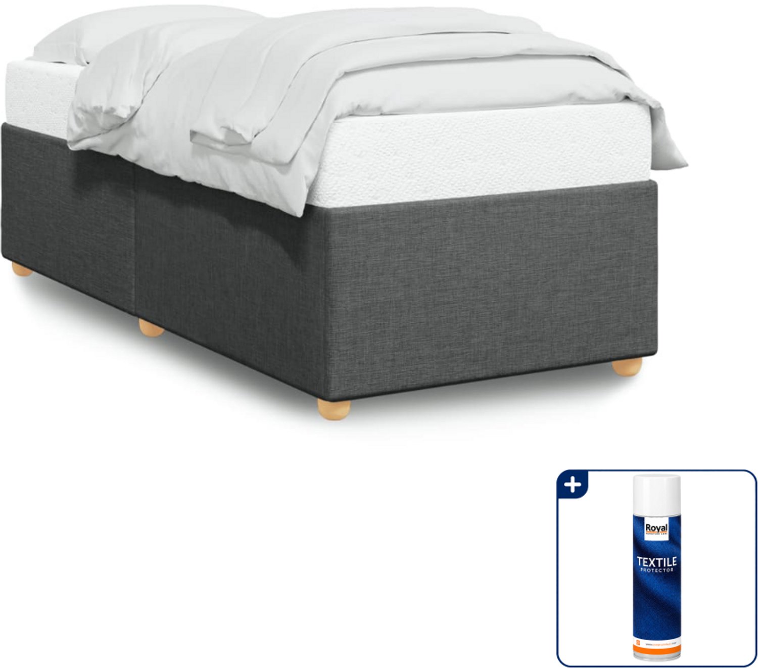 vidaXL bedframe - 80 x 200 cm - stof - donkergrijs - Inclusief textielbeschermer 500 ml