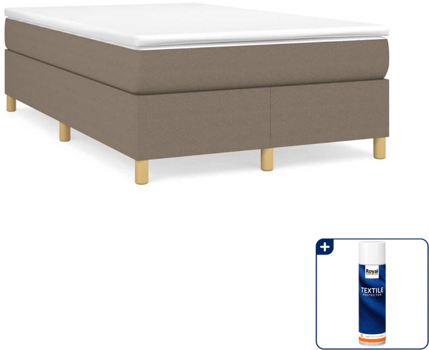 vidaXL boxspring met matras 120 x 200 cm - taupe - Inclusief textielbeschermer 500 ml