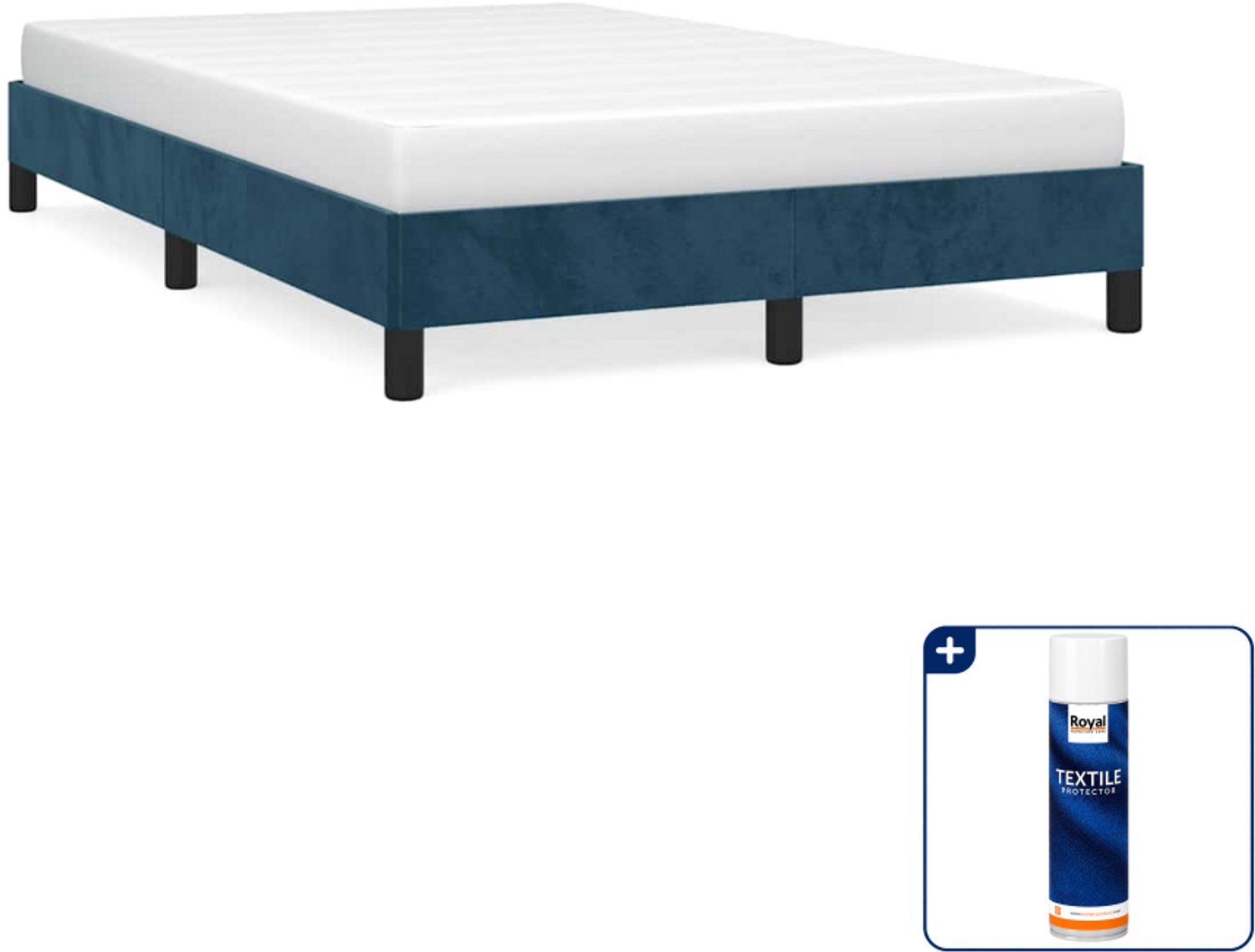 vidaXL bedframe - 120 x 190 cm - fluweel - donkerblauw - Inclusief textielbeschermer 500 ml