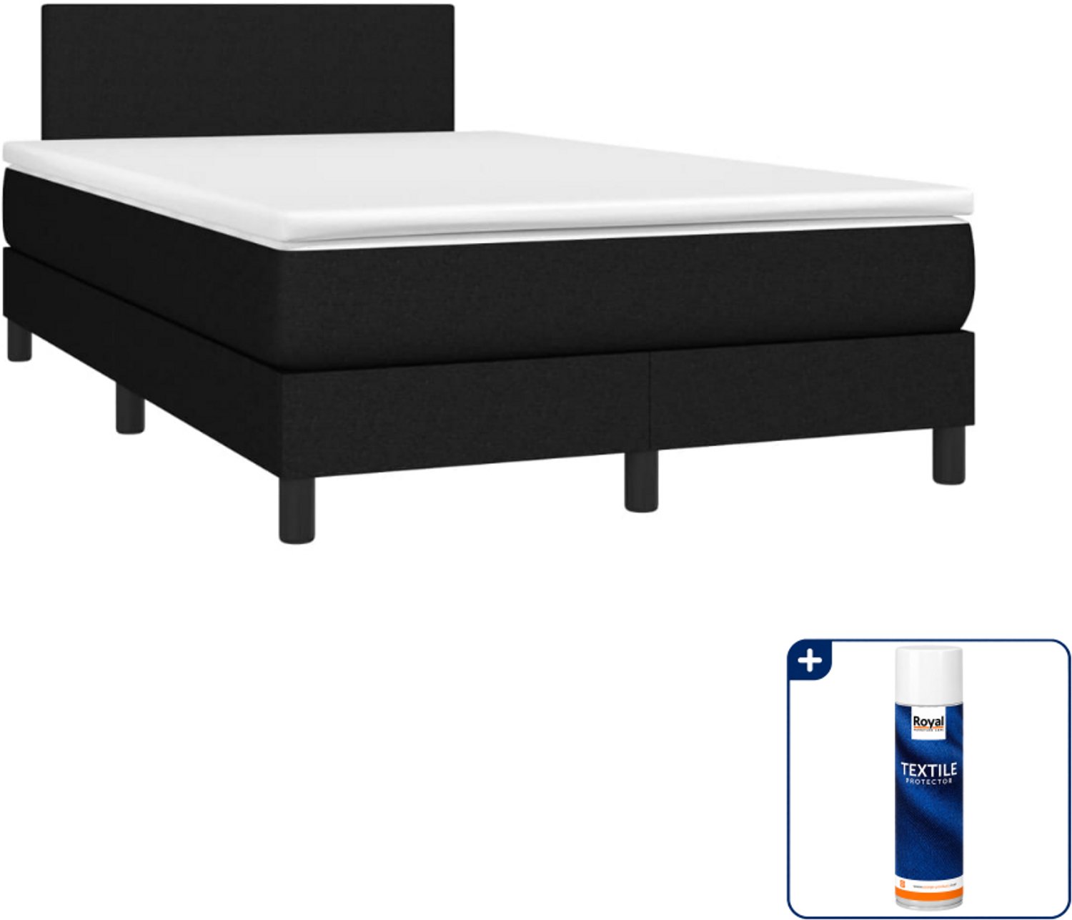 vidaXL boxspring met matras - 120 x 190 cm - zwart - Inclusief textielbeschermer 500 ml