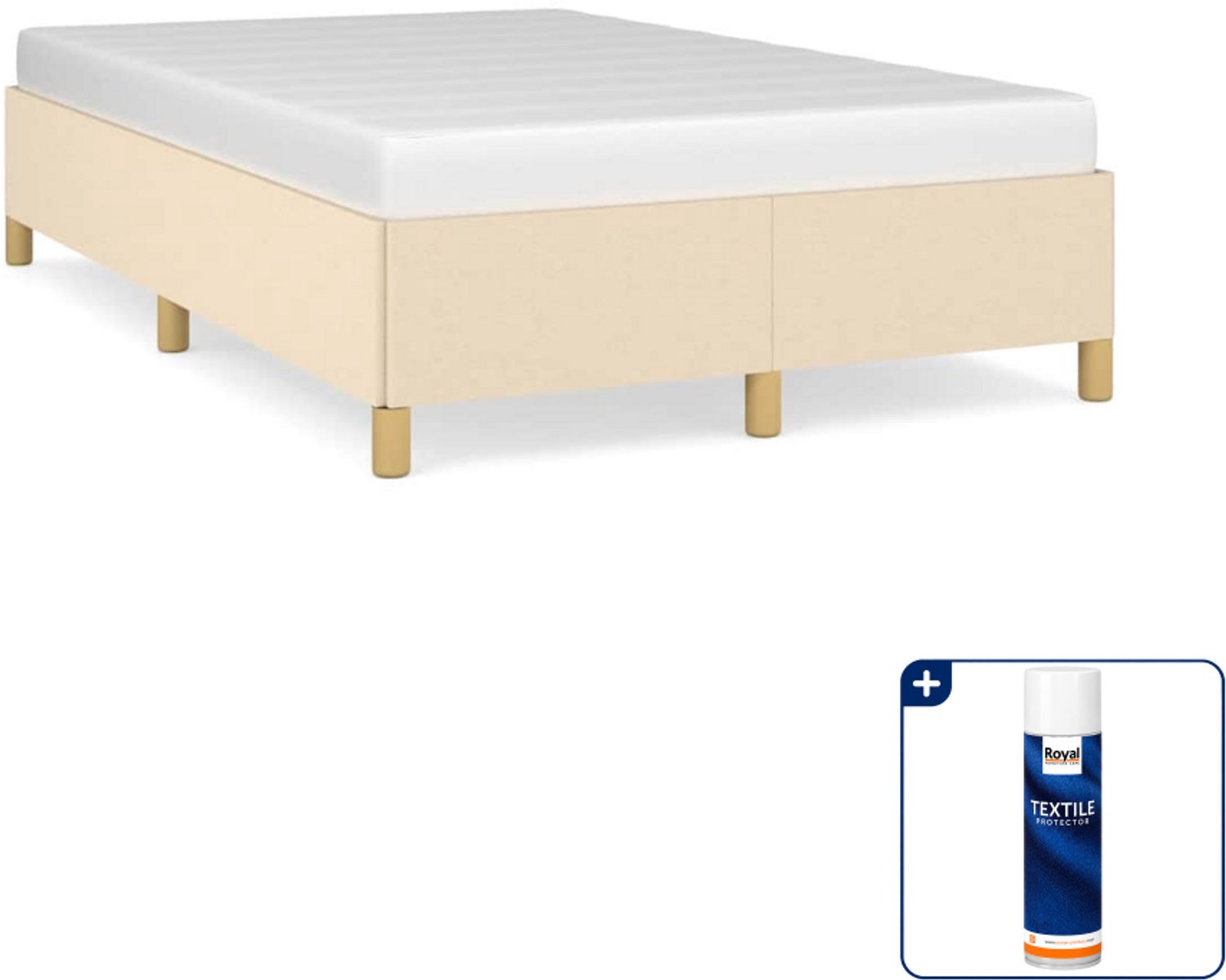 vidaXL bedframe - 120 x 190 cm - stof - crème - Inclusief textielbeschermer 500 ml