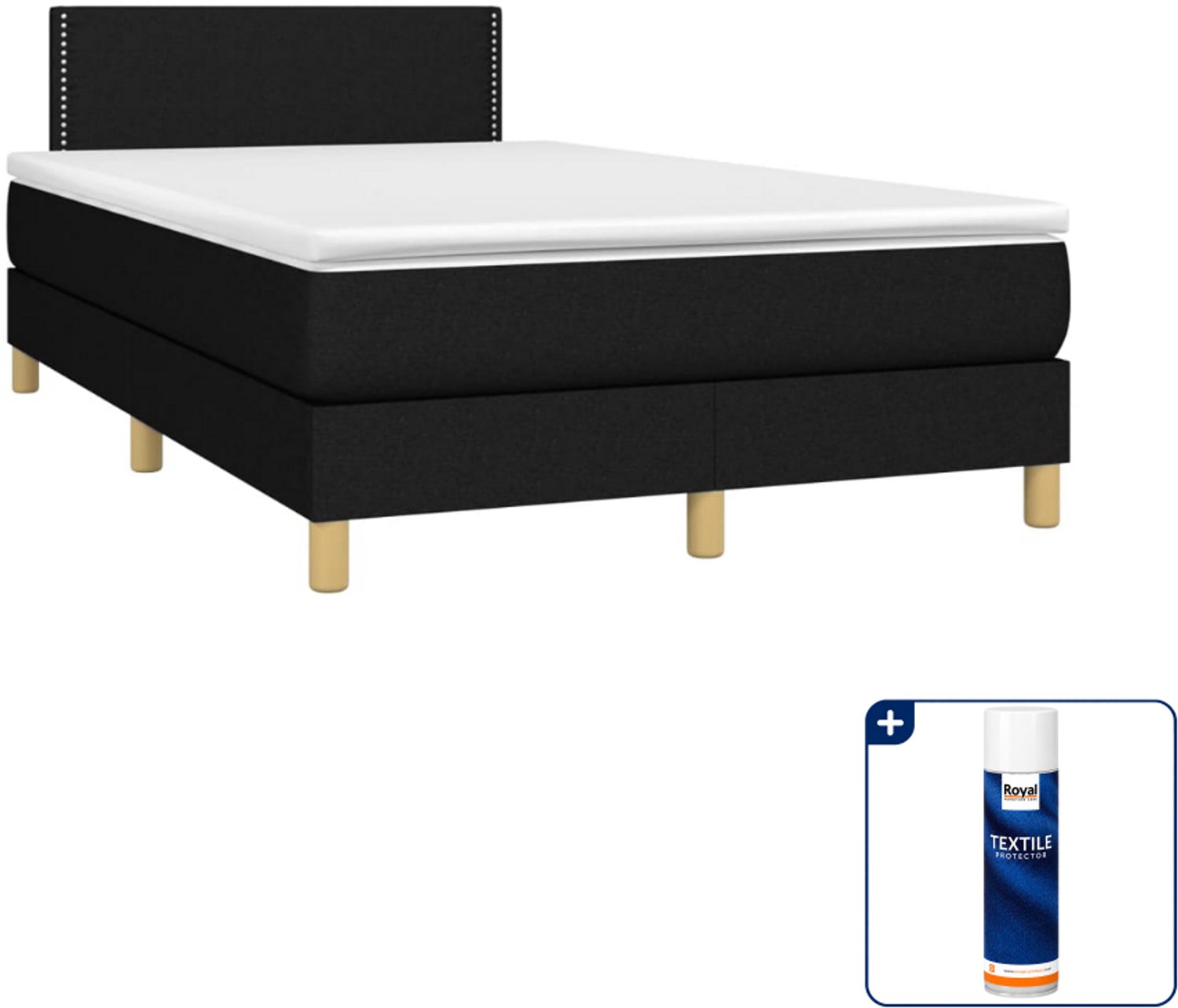 vidaXL boxspring met matras 120 x 190 cm - zwart - Inclusief textielbeschermer 500 ml