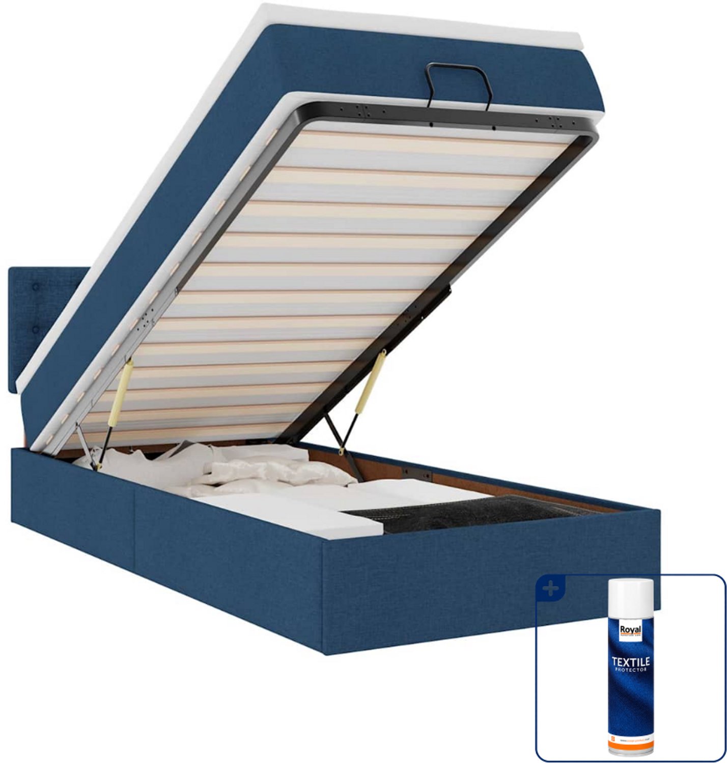 vidaXL ottoman bed - 80 x 200 cm - stof - blauw - Inclusief textielbeschermer 500 ml Taupe