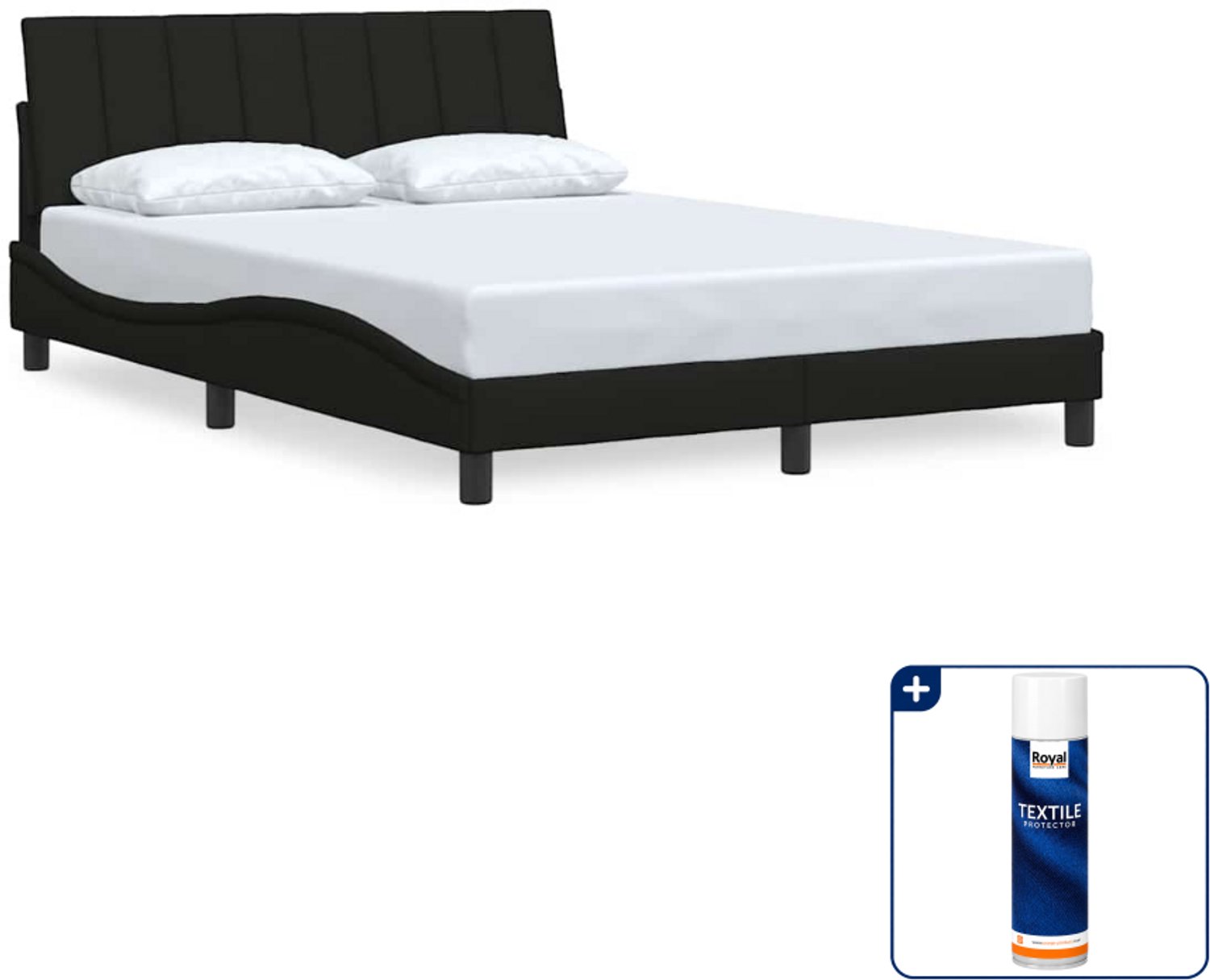 vidaXL bedframe Hanko Small double - 140 x 200 cm - zwart - Inclusief textielbeschermer 500 ml