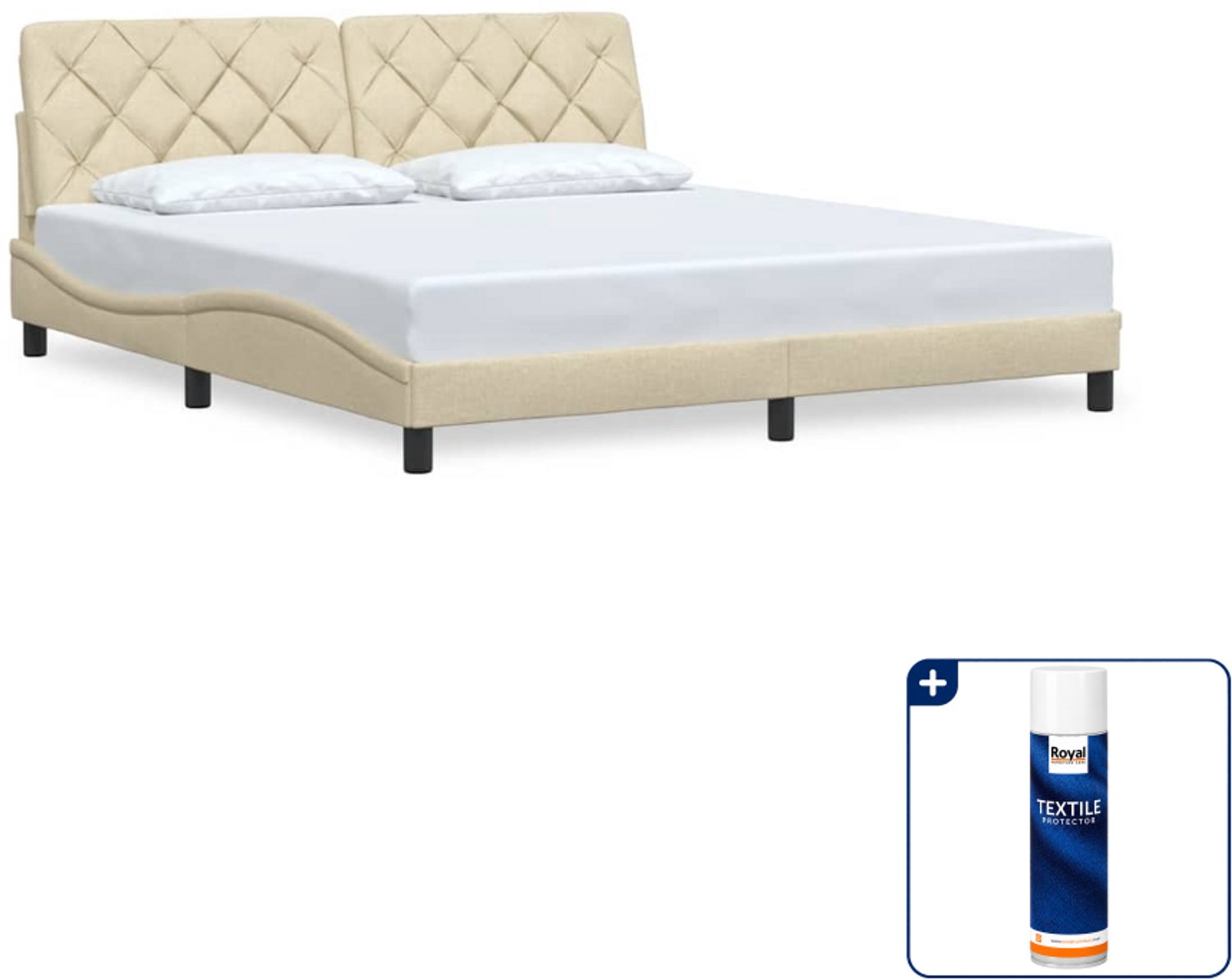 vidaXL bedframe - Kingsize - 180 x 200 cm - crème - Inclusief textielbeschermer 500 ml Bruin