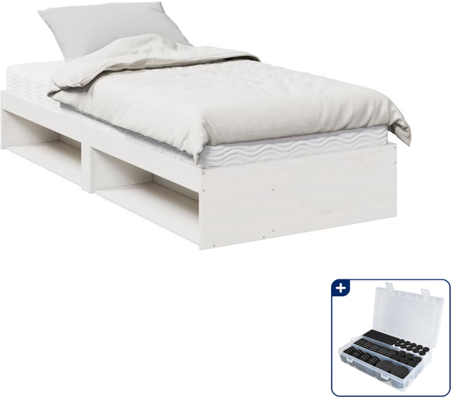 vidaXL slaapbank met matras - 80 x 200 cm - massief grenenhout - wit - Inclusief antikrasvilt 177-delig Bruin