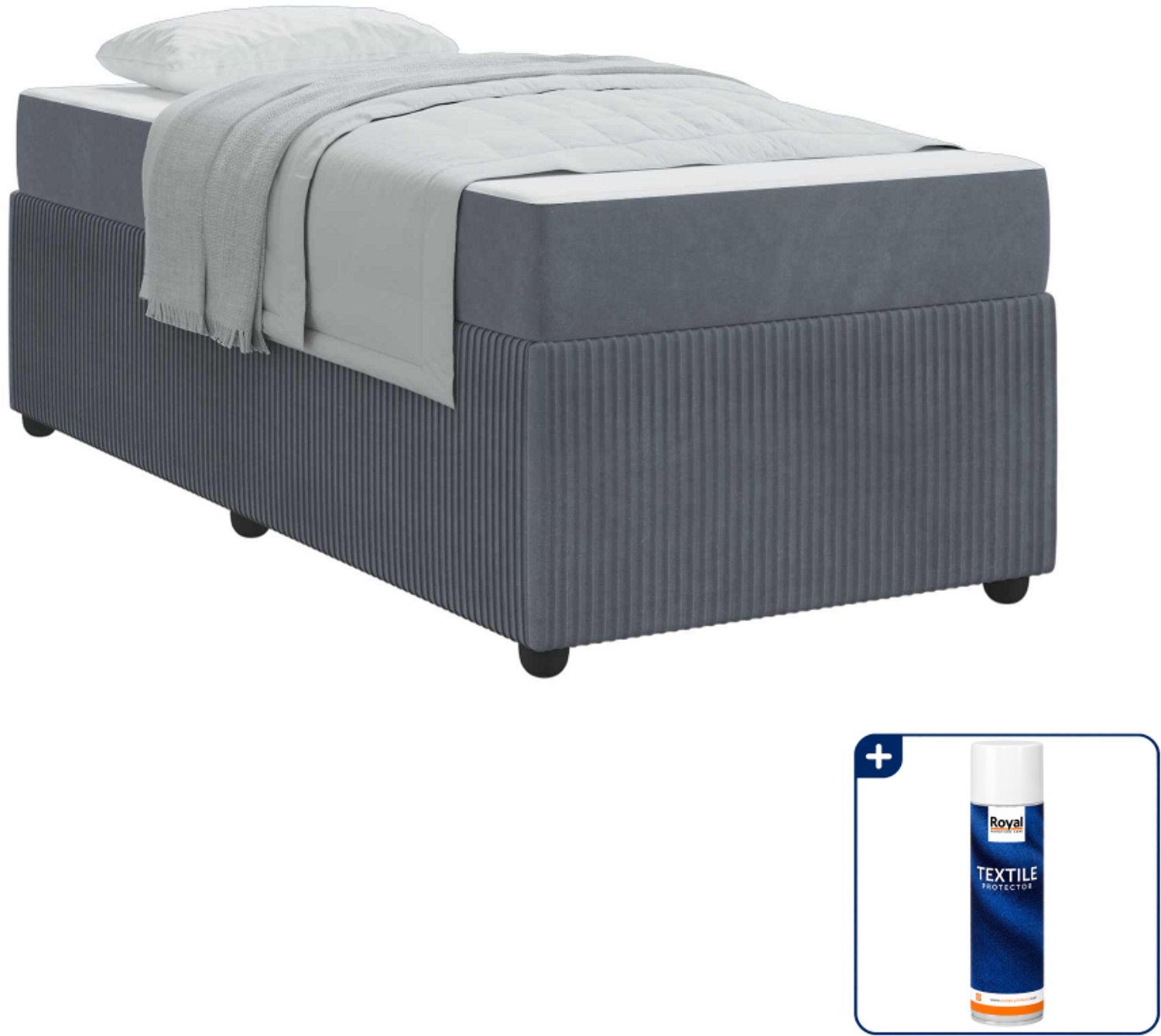 vidaXL bedframe - 90 x 190 cm - donkergrijs - Inclusief textielbeschermer 500 ml