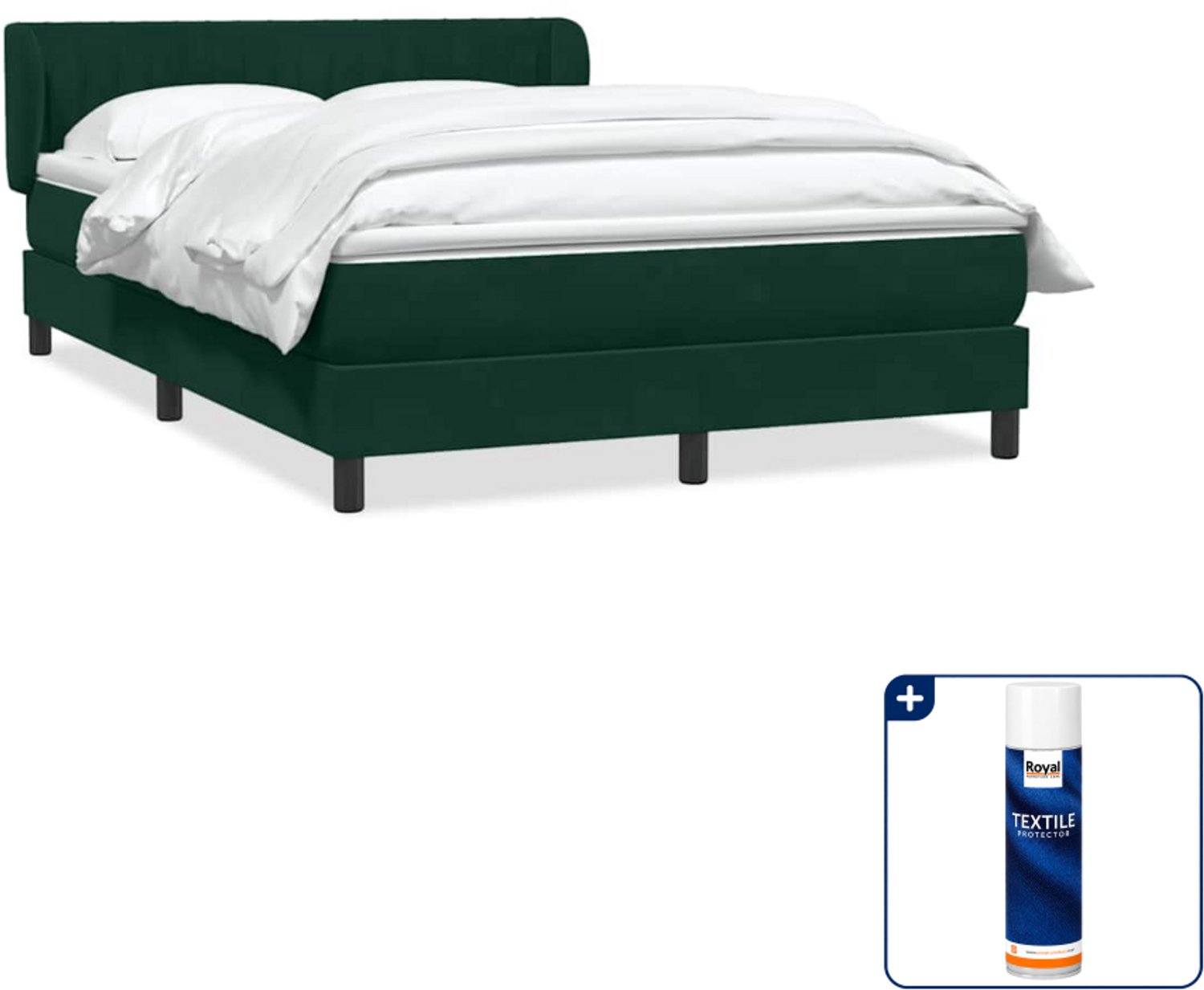 vidaXL Queensize boxspring met matras - 160 x 220 cm - donkergroen - Inclusief textielbeschermer 500 ml Bruin