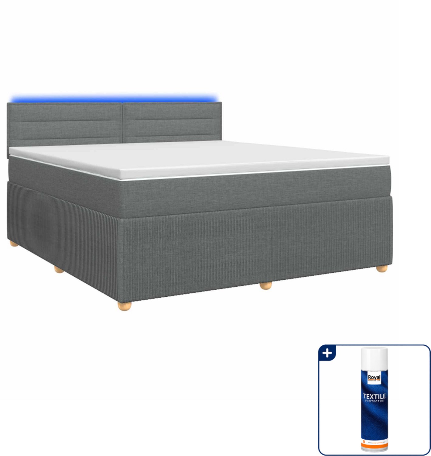 vidaXL Boxspringbed Queensize - 160 x 200 cm - donkergrijs - Inclusief textielbeschermer 500 ml Donker Grijn