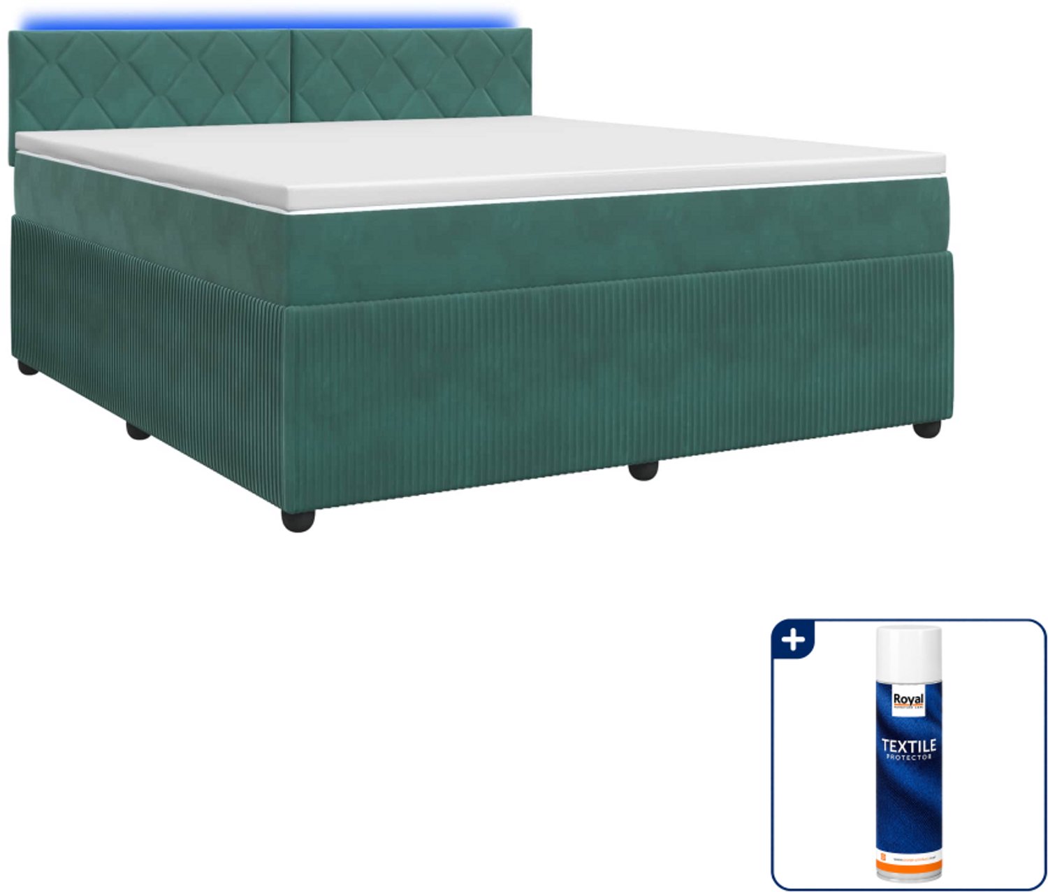 vidaXL Kingsize boxspringbed met matras - 180 x 200 cm - donkergroen - Inclusief textielbeschermer 500 ml