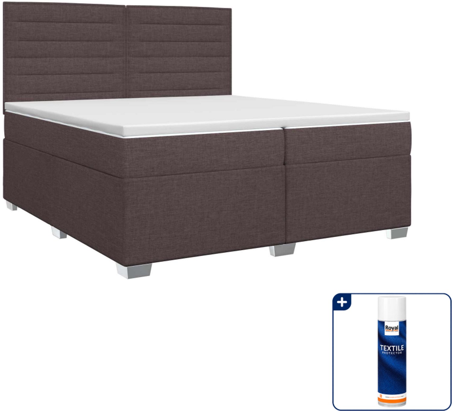 vidaXL boxspringbed - 200 x 200 cm - donkerbruin - Inclusief textielbeschermer 500 ml